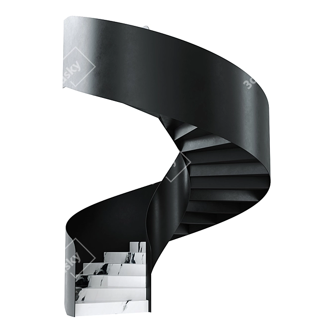 Modern Metal Stone Spiral Staircase 3D model image 1