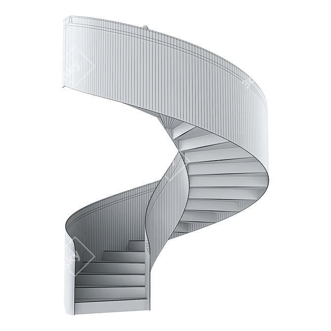 Modern Metal Stone Spiral Staircase 3D model image 2