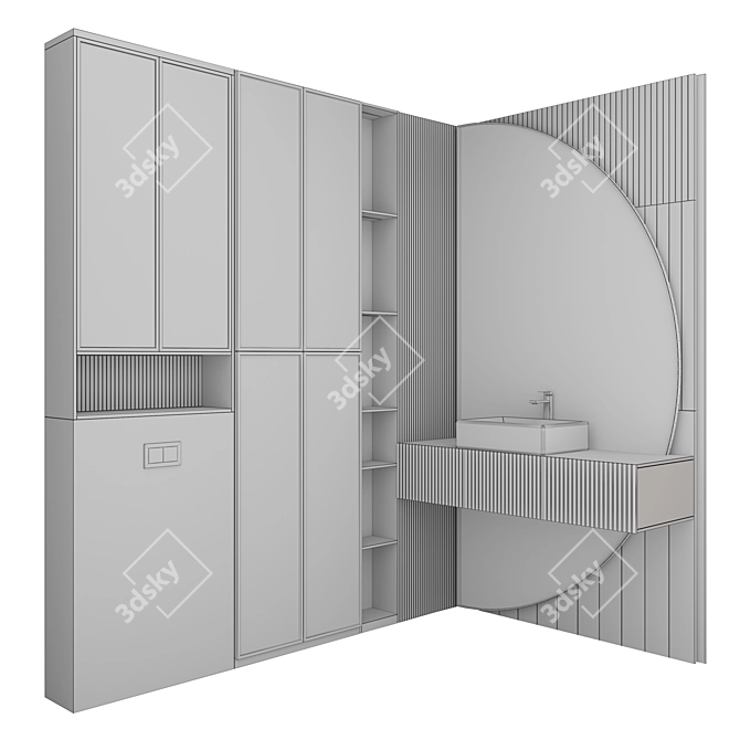 Bathroom Vanity Set with Mirror 3D model image 2