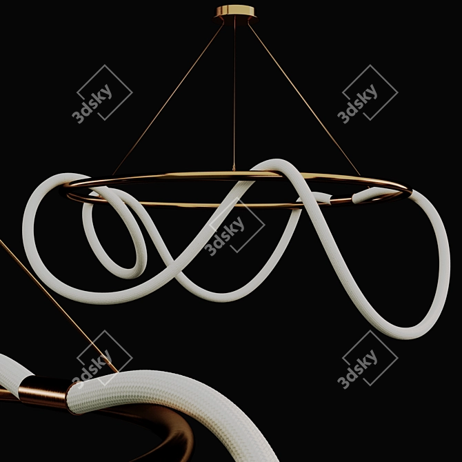 Gold Black Ring Pendant Lamp 3D model image 2