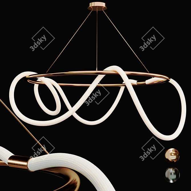 Gold Black Ring Pendant Lamp 3D model image 6