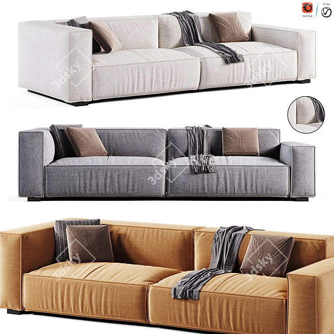 Modern Modular Leather Sofa by Radcliffe 3D model image 1