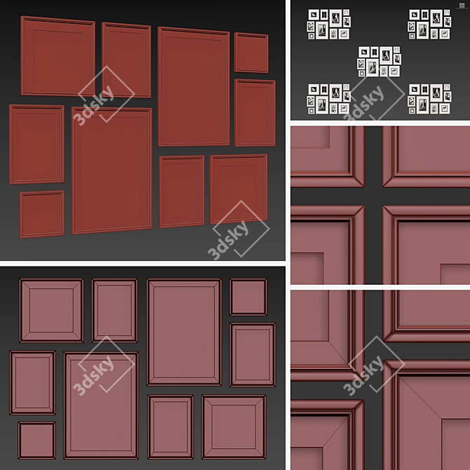 Versatile Picture Frames Set Kit 3D model image 7