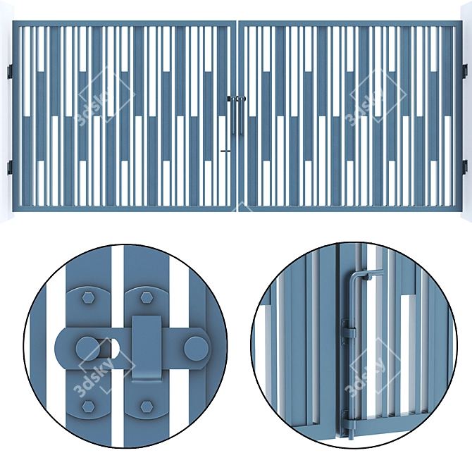 Sleek Steel Main Entry Gate 3D model image 2