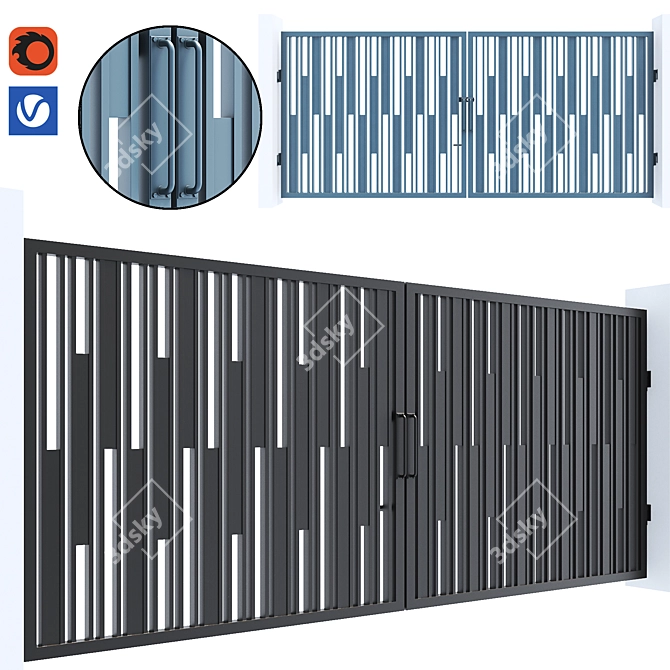 Sleek Steel Main Entry Gate 3D model image 7