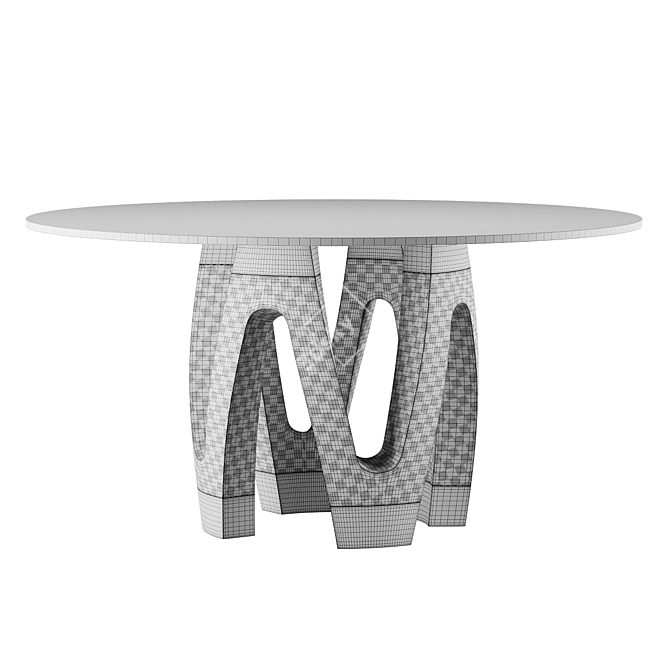 Modern Wave Dining Table Set 3D model image 2