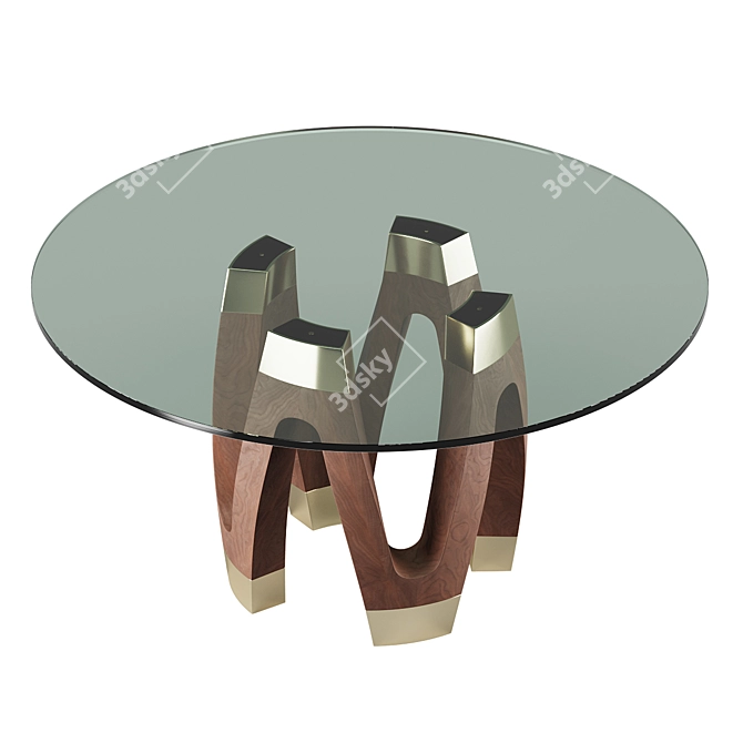 Modern Wave Dining Table Set 3D model image 3