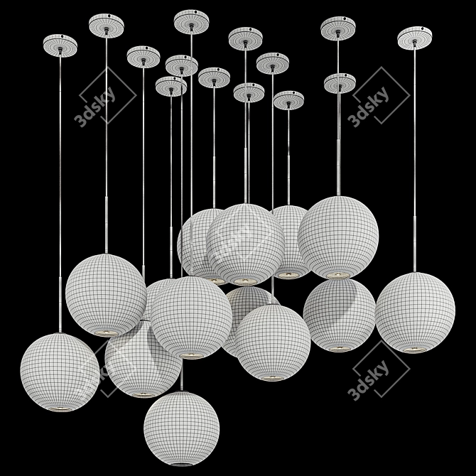 Clustered Wooden Chandelier Light 3D model image 7