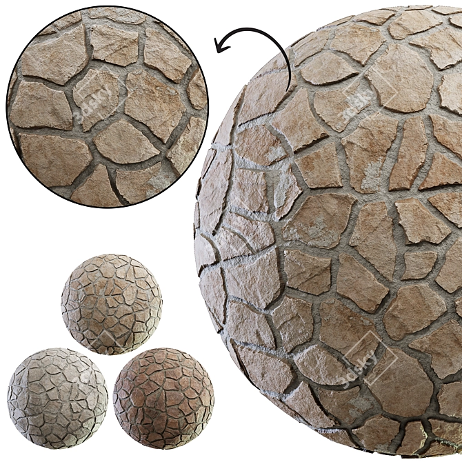 Designer Stone Wall Textures Pack 3D model image 1