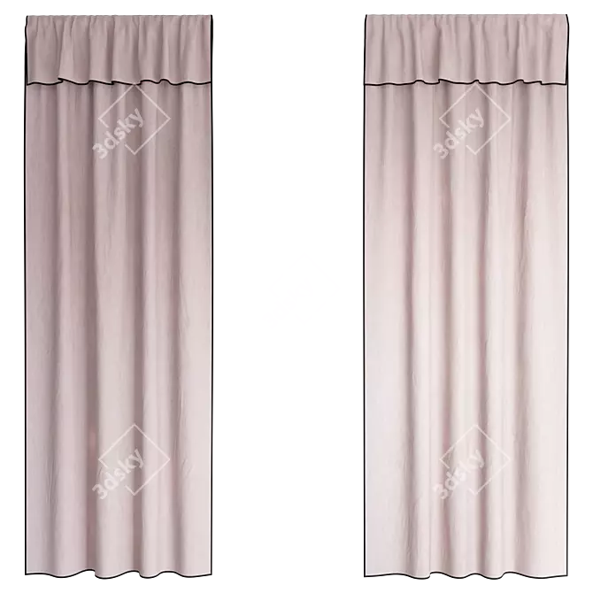 H&M Linen Curtains Set 3D model image 3