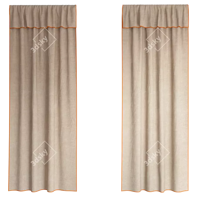 H&M Linen Curtains Set 3D model image 4