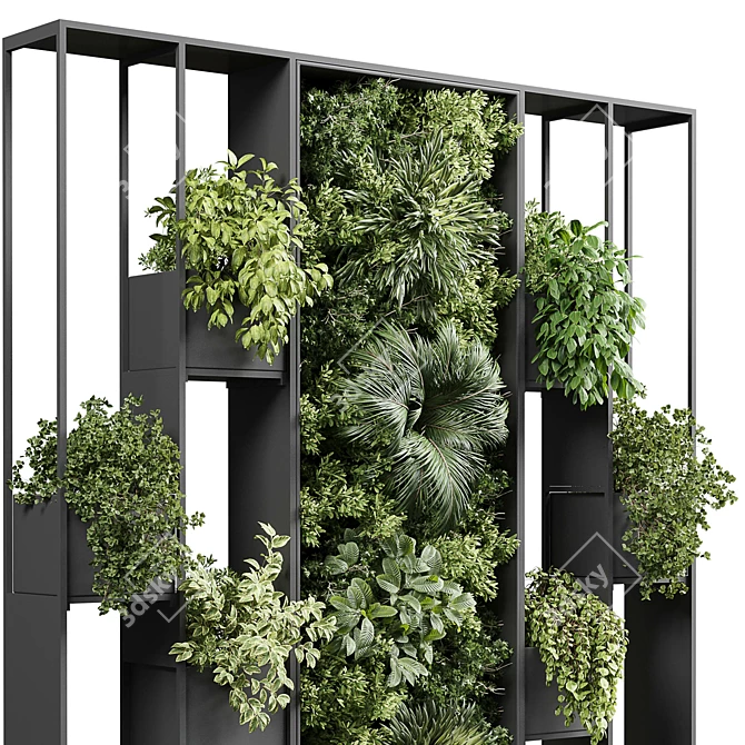 Metal Frame Vertical Garden Partition 3D model image 3