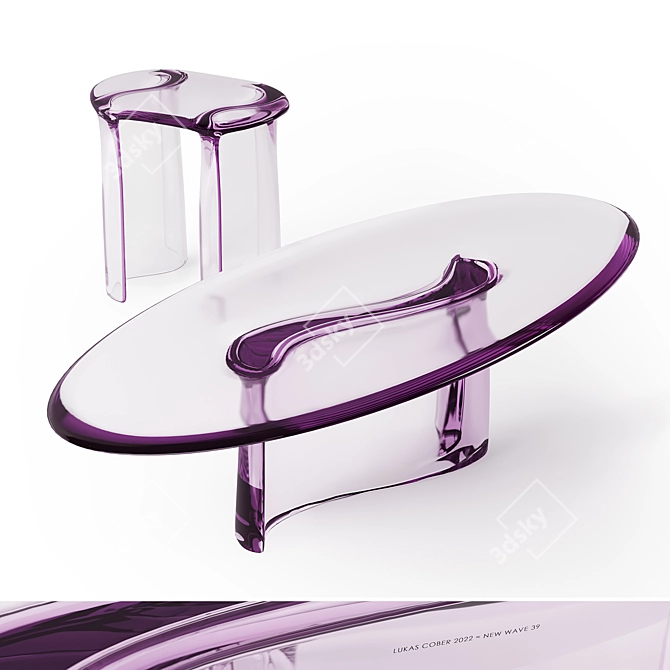 New Wave Resin Stool Table 3D model image 1