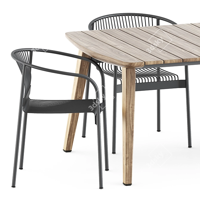 Stylish Set: Velit Chair & Fynn Dining Outdoor Table 3D model image 3