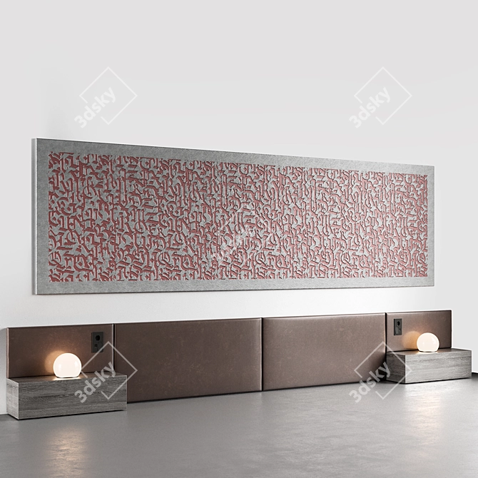 Leather Headboard Wall Composition 3D model image 2