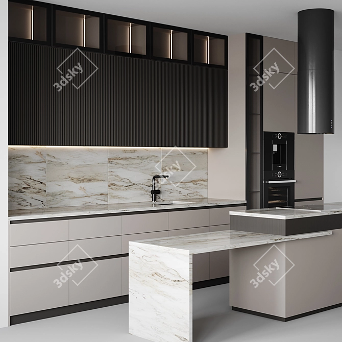  Customizable Modern Kitchen Design 3D model image 2