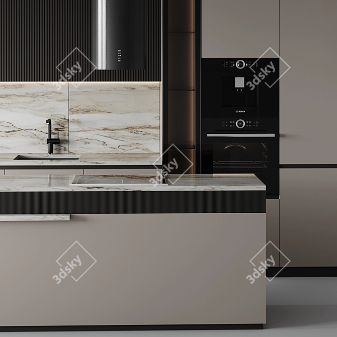  Customizable Modern Kitchen Design 3D model image 3