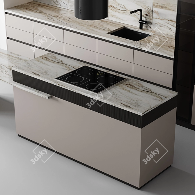  Customizable Modern Kitchen Design 3D model image 5