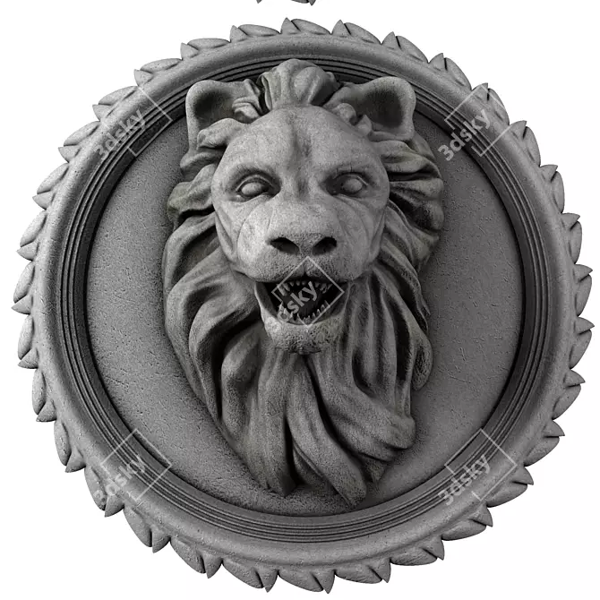 Lion 3D Printed Plaster Statue 3D model image 4