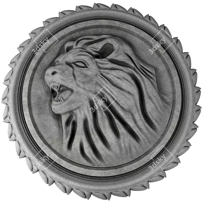 Lion 3D Printed Plaster Statue 3D model image 6