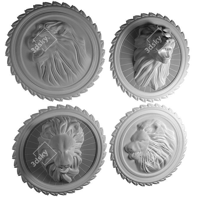 Lion 3D Printed Plaster Statue 3D model image 7