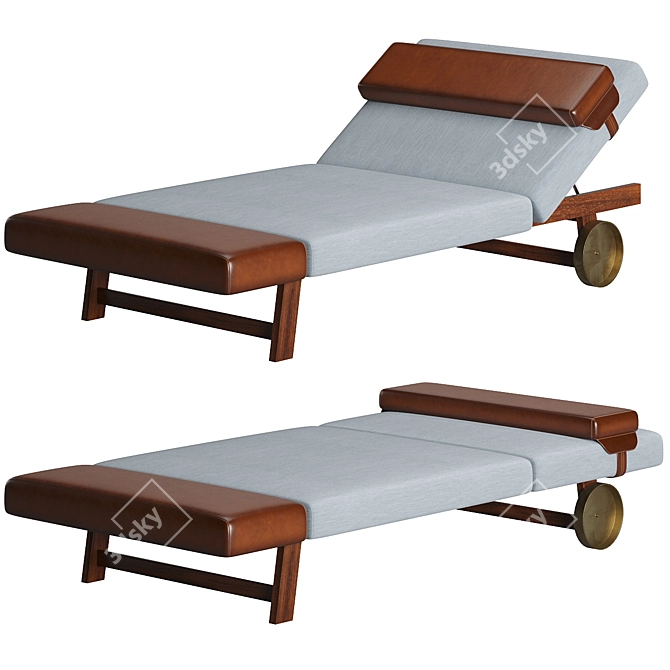 Elegant Handcrafted Mahogany Sunbed 3D model image 1