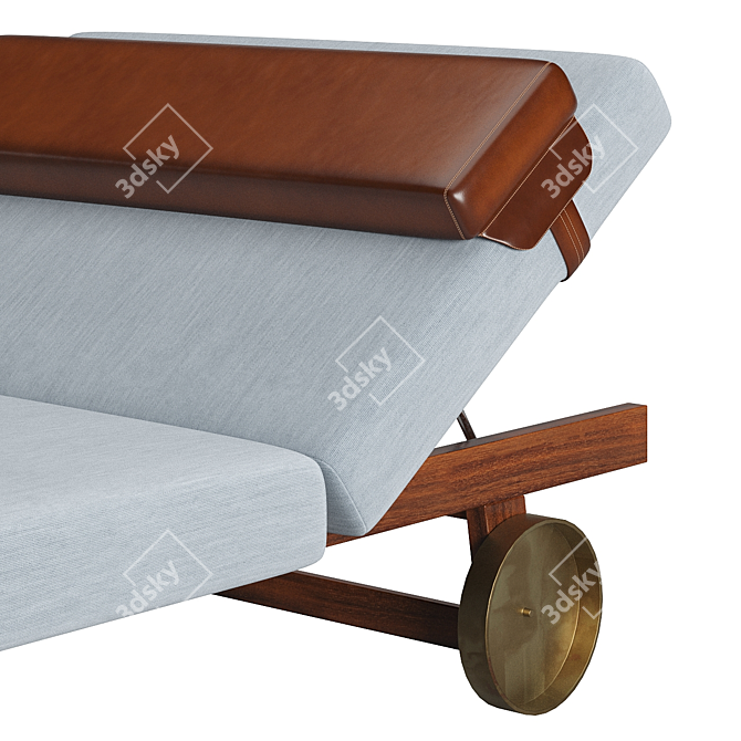 Elegant Handcrafted Mahogany Sunbed 3D model image 3