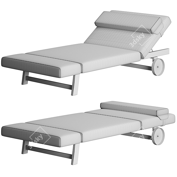 Elegant Handcrafted Mahogany Sunbed 3D model image 5