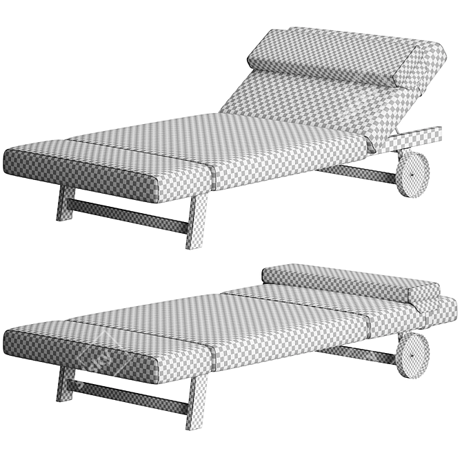 Elegant Handcrafted Mahogany Sunbed 3D model image 6