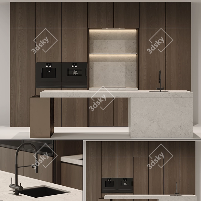 Modern Kitchen 3D Model Kit 3D model image 1