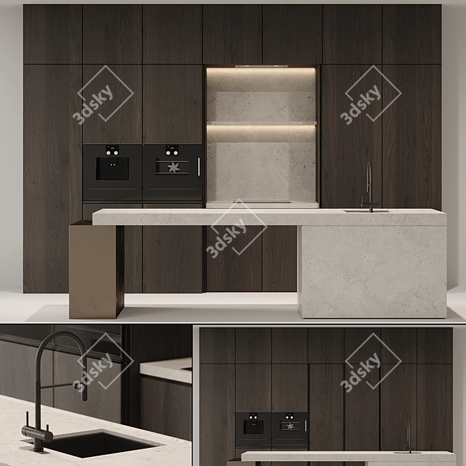 Modern Kitchen 3D Model Kit 3D model image 3