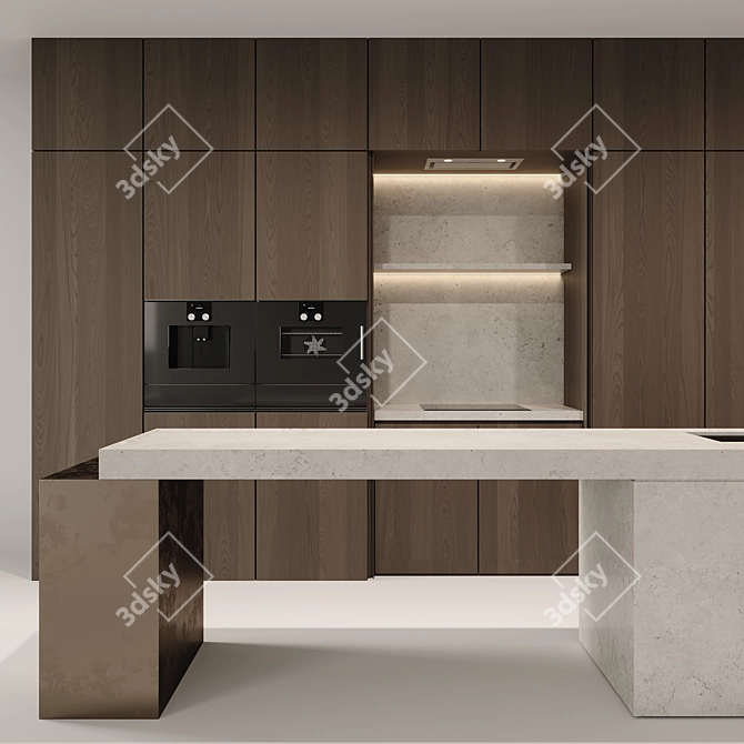 Modern Kitchen 3D Model Kit 3D model image 5