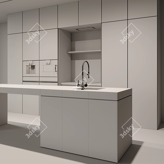 Modern Kitchen 3D Model Kit 3D model image 7