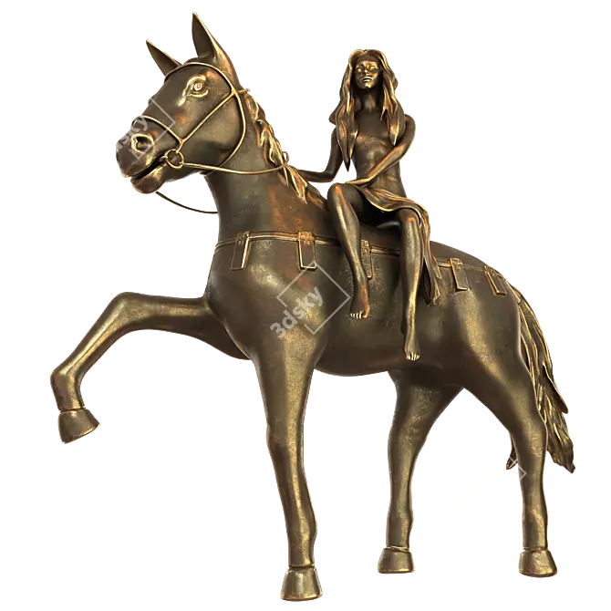 Elegant Lady on Horse 3D Model 3D model image 1