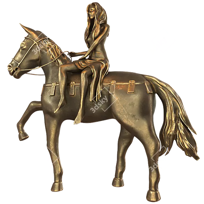 Elegant Lady on Horse 3D Model 3D model image 2