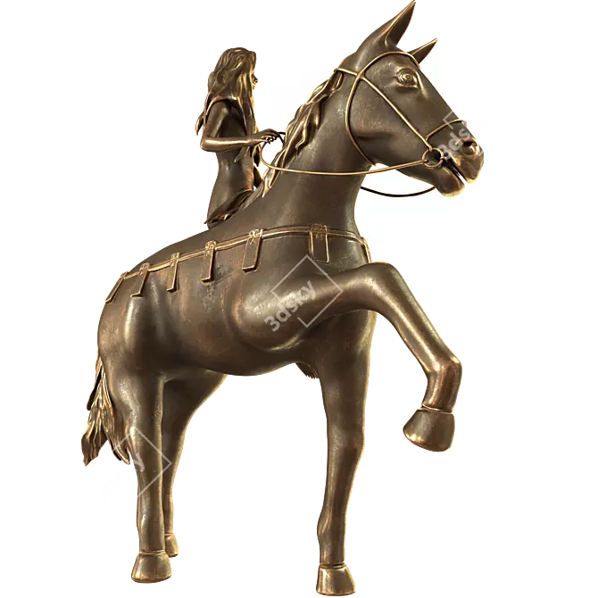 Elegant Lady on Horse 3D Model 3D model image 4