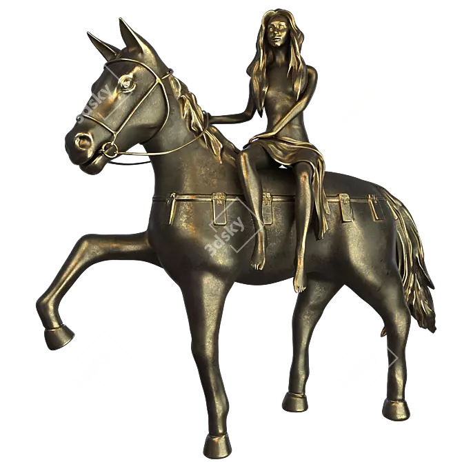 Elegant Lady on Horse 3D Model 3D model image 5