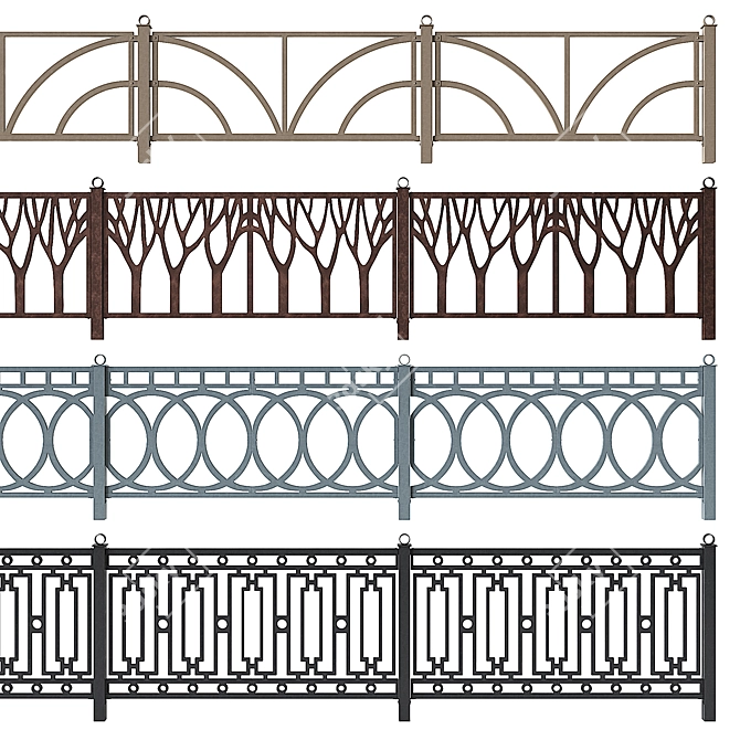 Pedestrian Fencing Set 1 3D model image 2