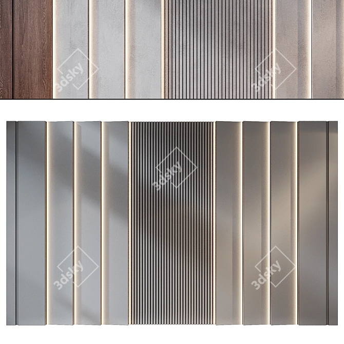 Modern Wall Panel Decor 3D102 3D model image 2