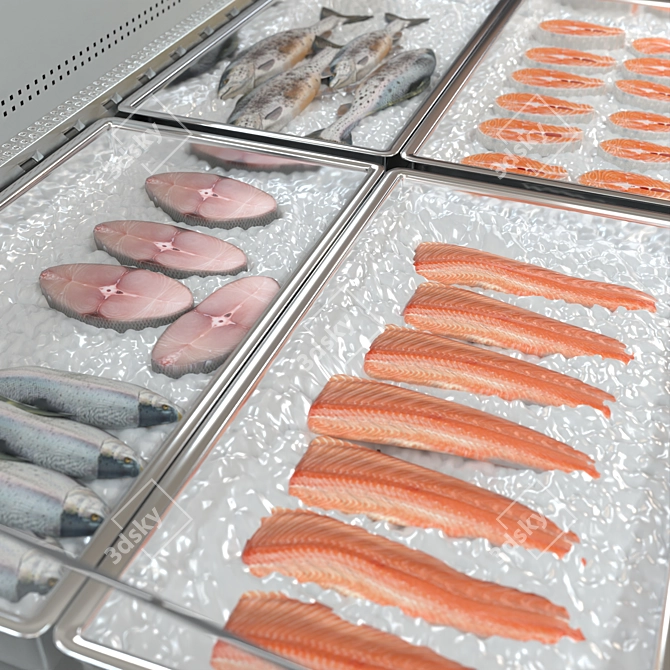 Hypermarket-Ready Fish Refrigerator 3D model image 4