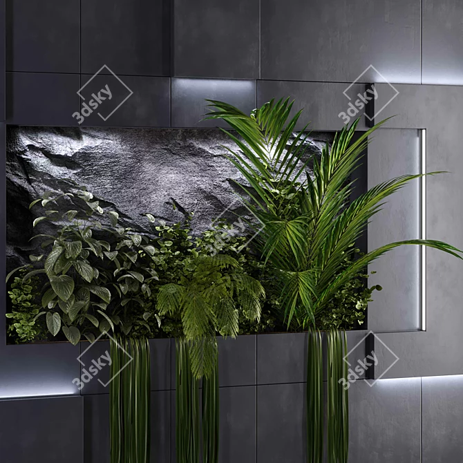 Modern Vertical Wall Plant Decor 3D model image 2