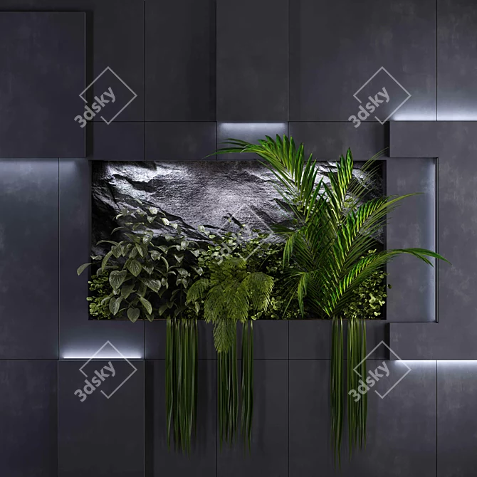 Modern Vertical Wall Plant Decor 3D model image 3