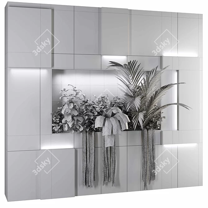 Modern Vertical Wall Plant Decor 3D model image 5