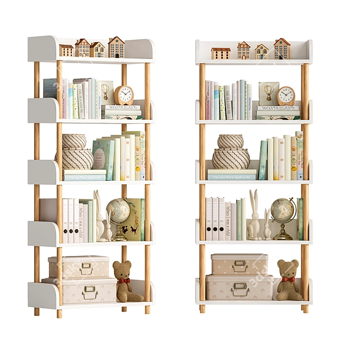  Kids Room Shelf Decor Furniture 3D model image 1