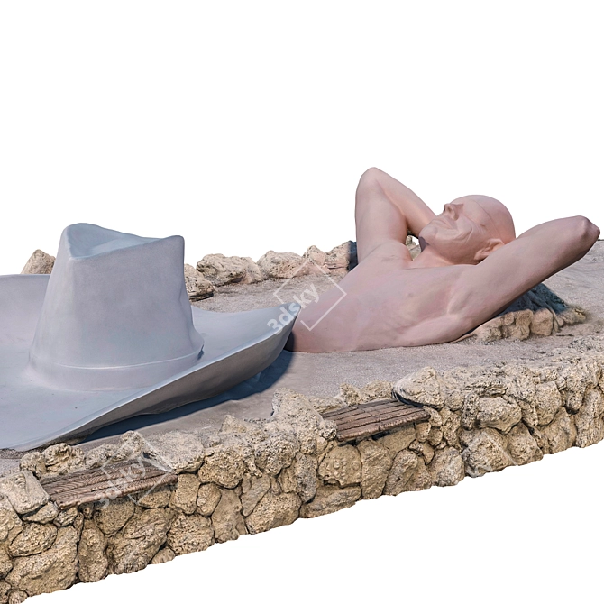 Beach Sculpture, Lying Person 3D model image 4