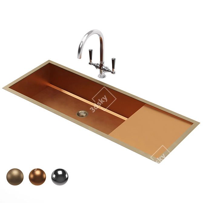 Luxury Top-Mounted Kitchen Sink 3D model image 1