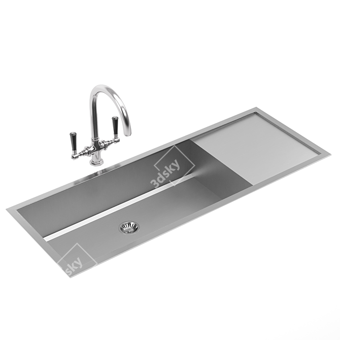 Luxury Top-Mounted Kitchen Sink 3D model image 2