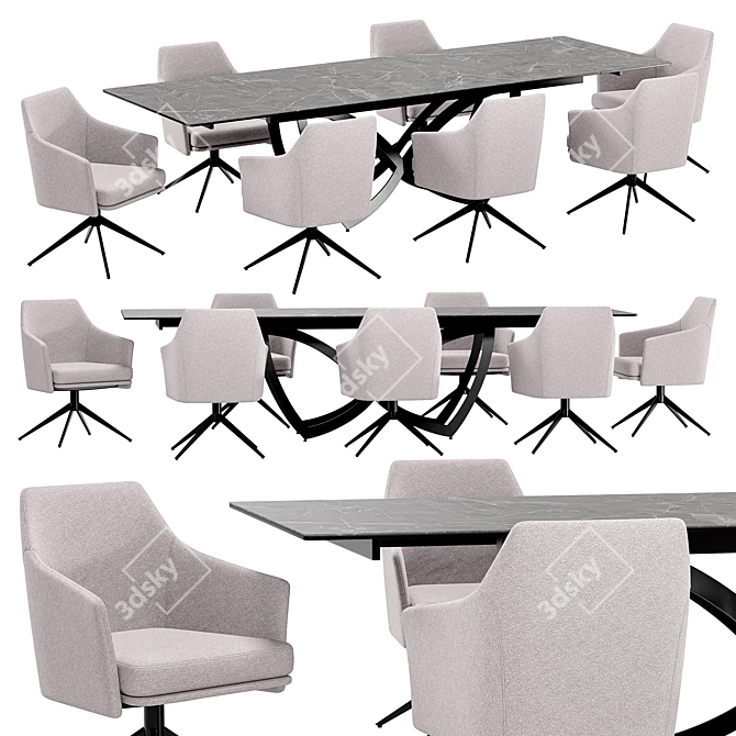 Modern Dining Set Ben Batterfly 200 3D model image 1