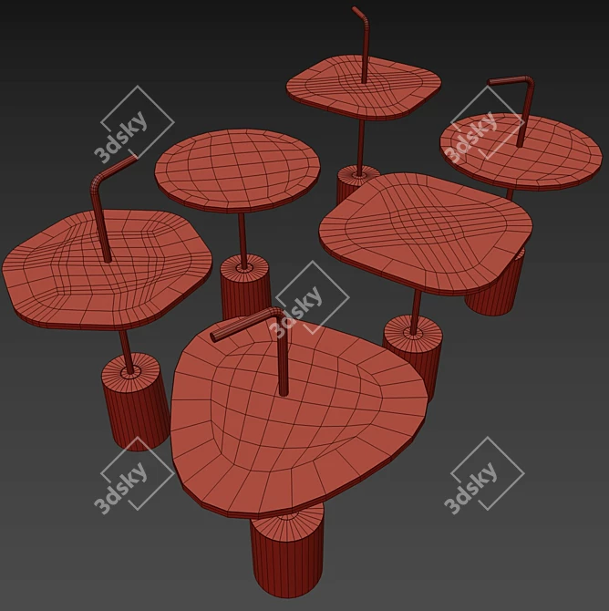 Modern Marble Coffee Side Table 3D model image 4