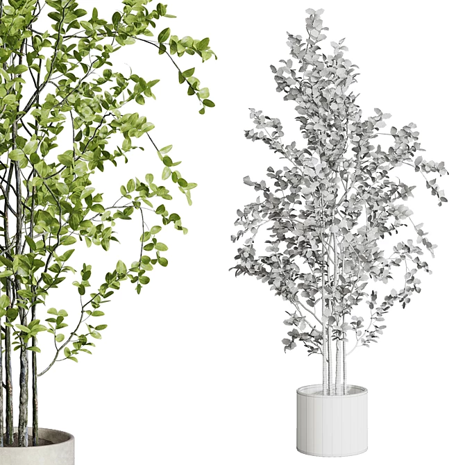 Concrete Vase Branch Tree Set 3D model image 5